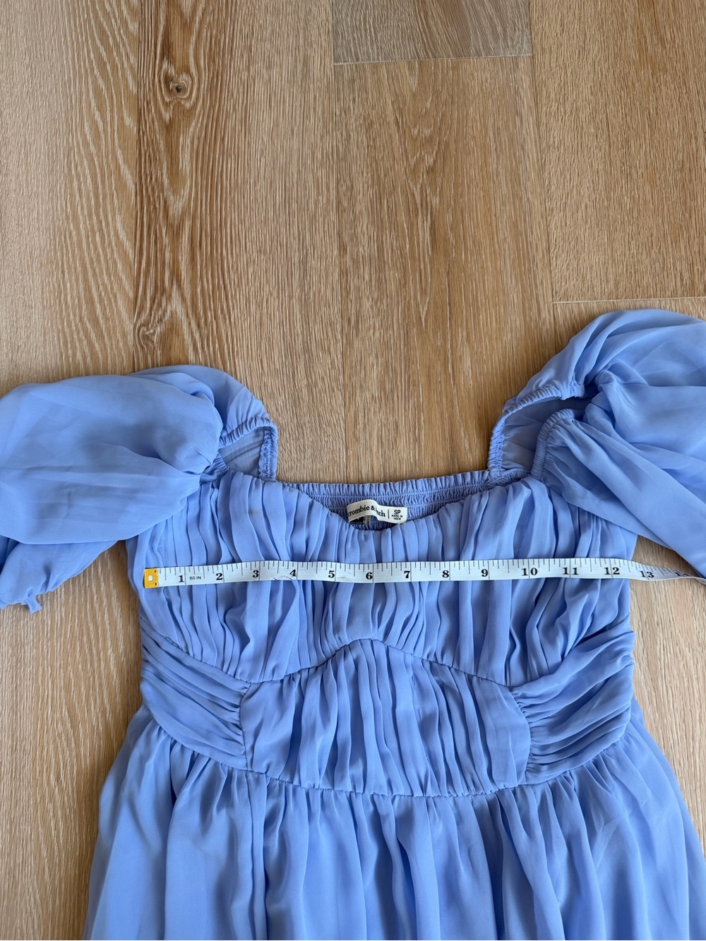 Abercrombie Ruched Ruffle Puff Sleeve Mini Dress - Picture 4 of 6